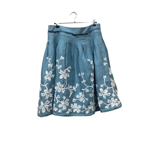 Talbots Dresses & Skirts - Talbots‎ Skirt Womens 8 Embroidered Floral Linen Lined Boho Spring Summer Casual